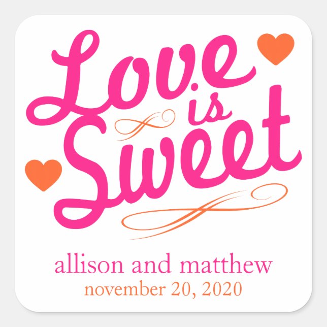 Love Is Sweet Old Fashioined Labels (Pink/Orange) (Front)