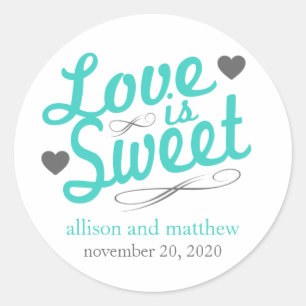 Love Is Sweet Old Fashioined Labels (Teal / Grey)