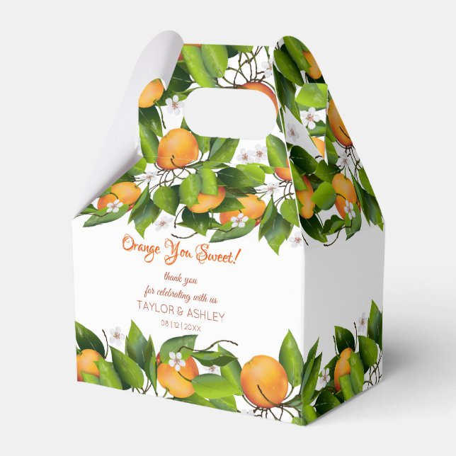 Love Is Sweet Orange Citrus Fruit | Wedding Favour Box (Front Side)