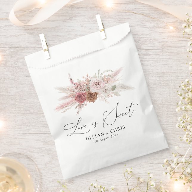 love is sweet pampas floral dusty pink wedding favour bags (Clipped)