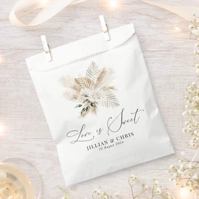 love is sweet pampas grass floral wedding favour bags (Clipped)
