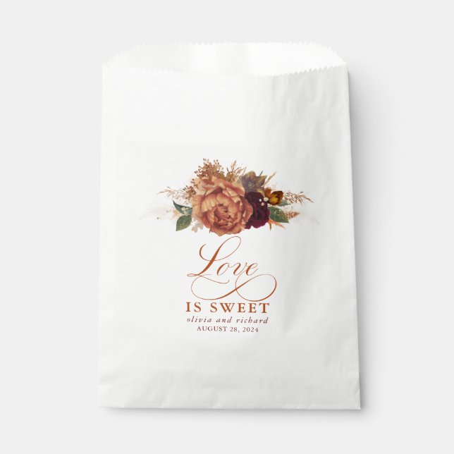 Love is Sweet Pampas Grass Terracotta Floral Favour Bags (Front)