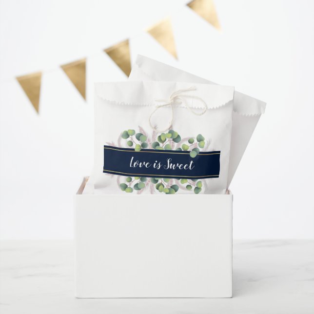 Love is Sweet Pampas Grass Wedding Treat Favour Ba Favour Bags (Party)