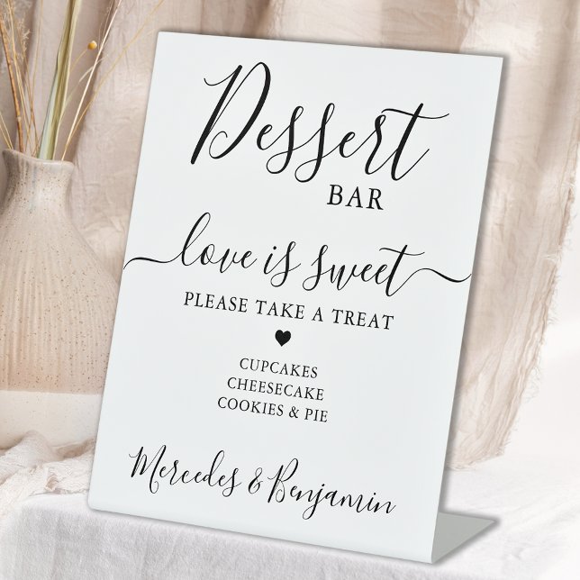 Love is Sweet Personalised Wedding Dessert Bar  Pedestal Sign (Creator Uploaded)