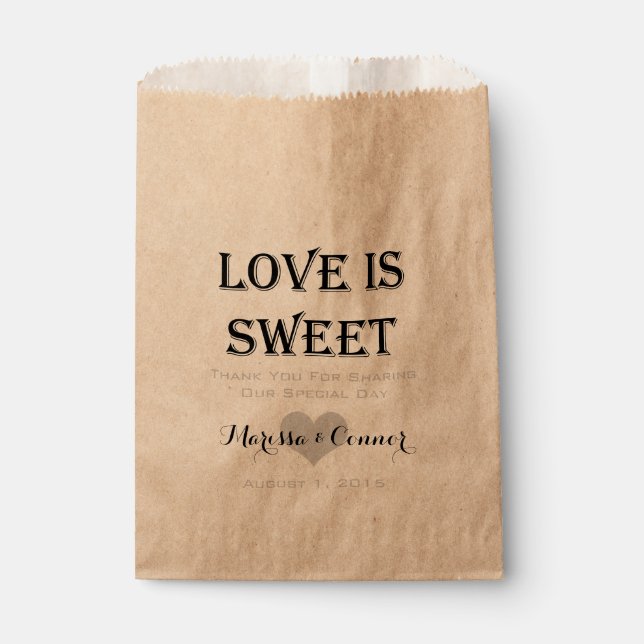 Love Is Sweet Personalised Wedding Favour Bag (Front)