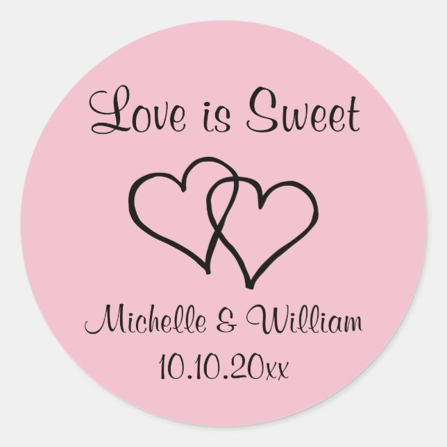 Love is sweet Personalised wedding party favour Classic Round Sticker (Front)