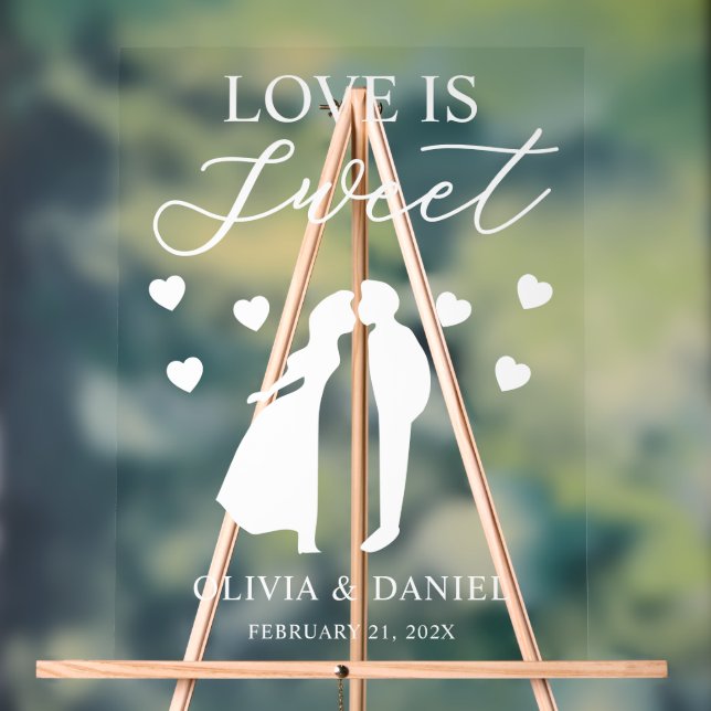 Love is Sweet Personalized Wedding Acrylic Sign (Neutral)