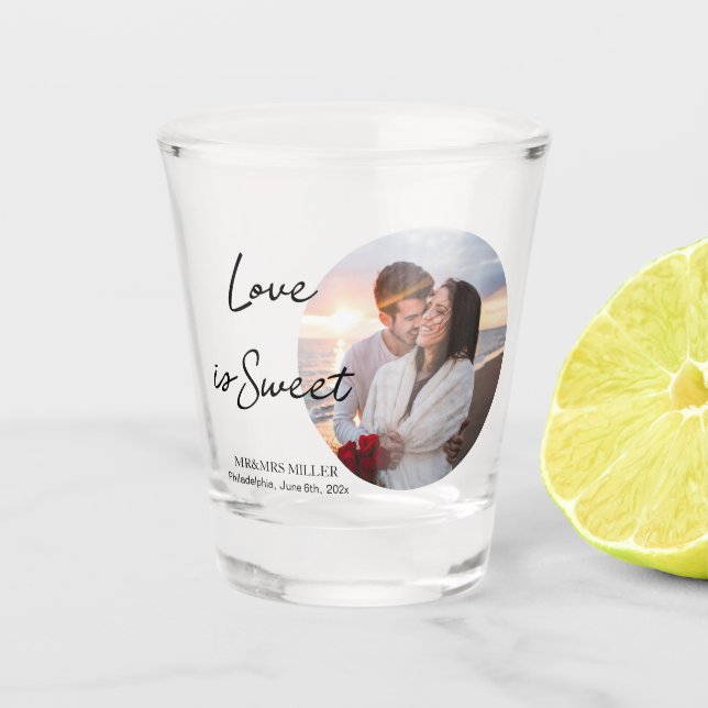Love is sweet Photo Favour Shot Glass (Front)