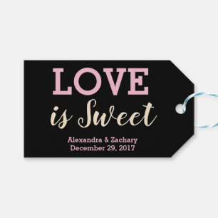 Love is Sweet Pink Champagne Wedding Candy Favour Gift Tags