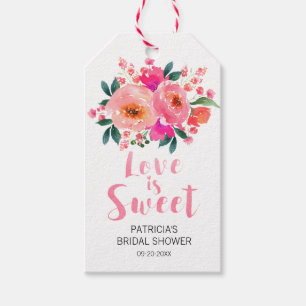 Love is Sweet Pink Floral Bridal Shower Favour Gift Tags