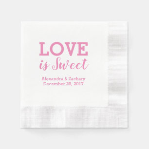 Love Is Sweet Pink Wedding Engagement Party Napkin