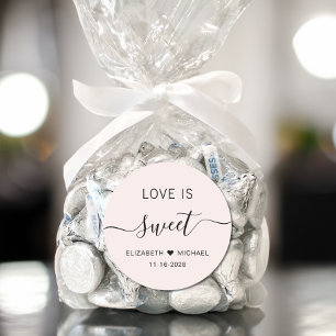 Love Is Sweet Pink Wedding Favour Classic Round Sticker