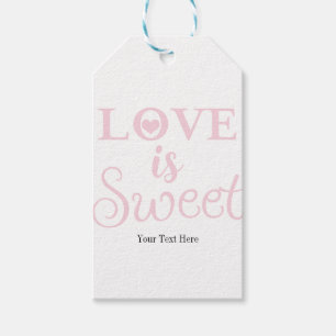 Love is Sweet Pink & White Wedding Custom Favour Gift Tags