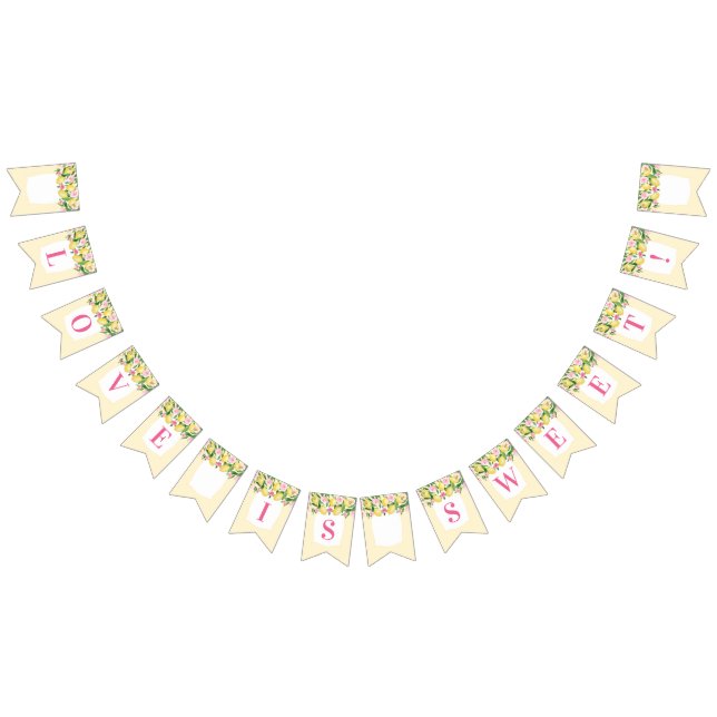 Love Is Sweet Pink Yellow Lemons Bridal Shower Bunting (All)