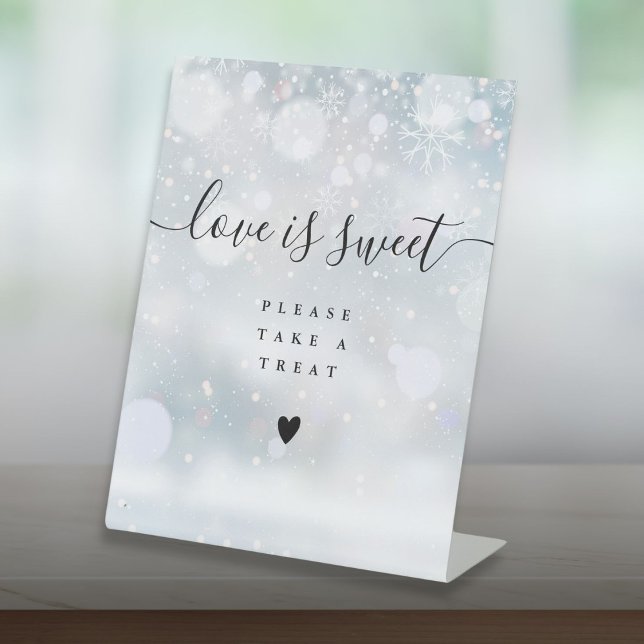 Love Is Sweet Please Take A Treat Favour Winter Pedestal Sign (Love Is Sweet Please Take A Treat Favor Winter Pedestal Sign)