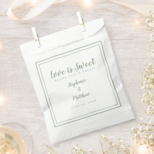Love Is Sweet Please Take A Treat Green Wedding Favour Bags