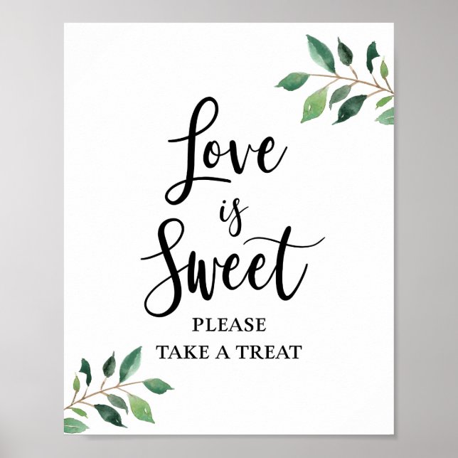 Love is Sweet Please Take a Treat Greenery Sign (Front)