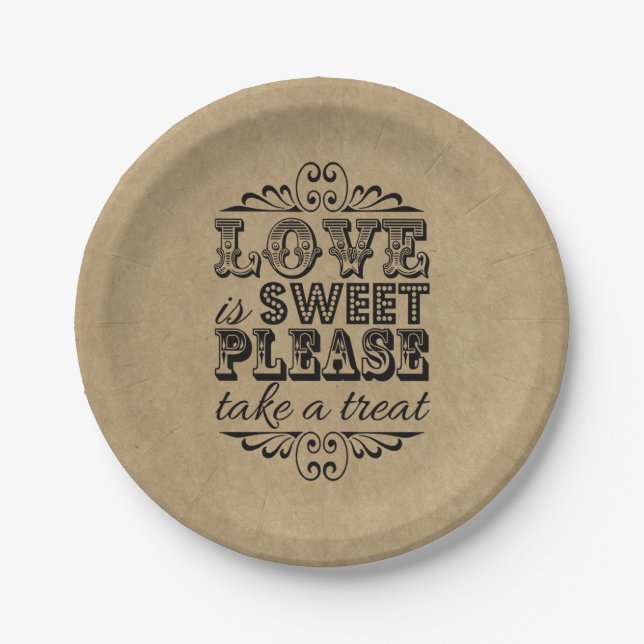 Love Is Sweet, Please Take A Treat! Paper Plate (Front)