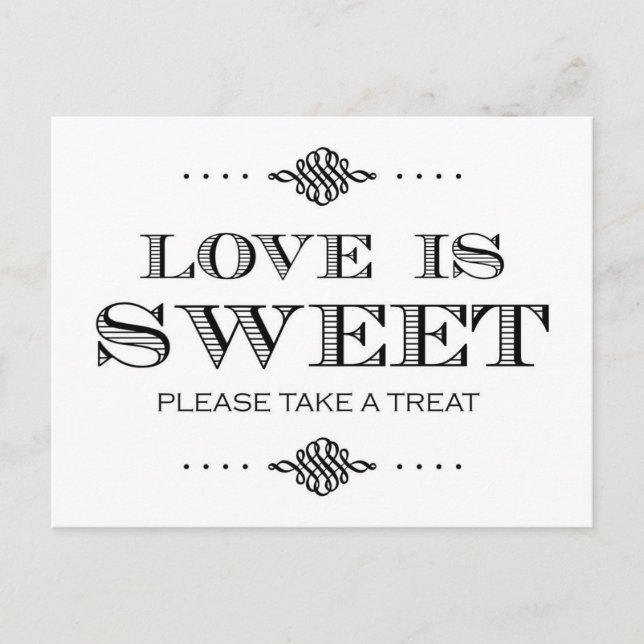 Love is Sweet Please Take a Treat Postcard (Front)