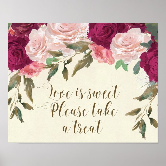 love is sweet please take a treat wedding sign (Front)