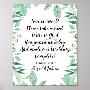 Love is Sweet Quote Wedding Reception Treat Sign