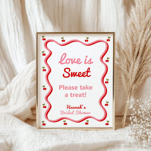 Love is Sweet Retro Cherry Bridal Shower sign