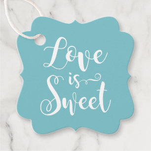 Love is Sweet Robin Egg Blue Calligraphy Wedding Favour Tags