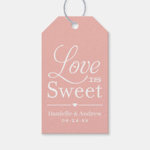 Love is Sweet Rose Gold Script Wedding Monogram Gift Tags