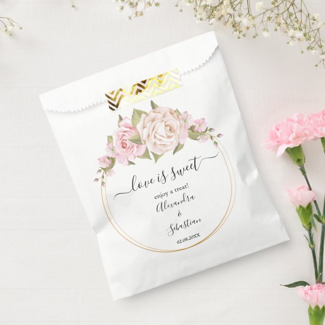 Love is Sweet Roses Wedding Sweet Treat Favour Bag (Sealed)