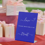 Love is sweet royal blue wedding treat sign<br><div class="desc">A royal blue background colour. With the text: Love is sweet,  please take a treat.  White text.</div>