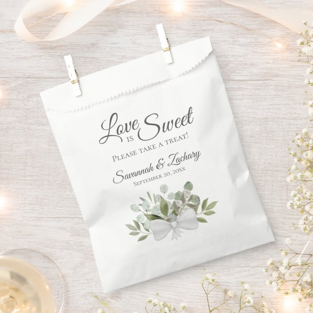 Love is Sweet Rustic Eucalyptus & Greenery Wedding Favour Bags (Clipped)