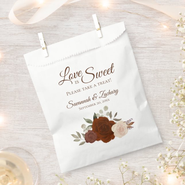 Love is Sweet Rustic Fall Floral Wedding Favour Bags (Clipped)