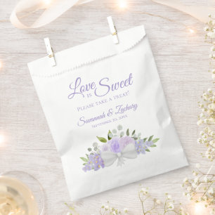 Love is Sweet Rustic Lavender Purple Roses Wedding Favour Bags