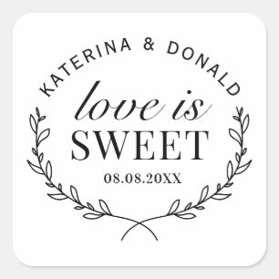 Love is Sweet Rustic Wedding Bridal Shower  Square Sticker