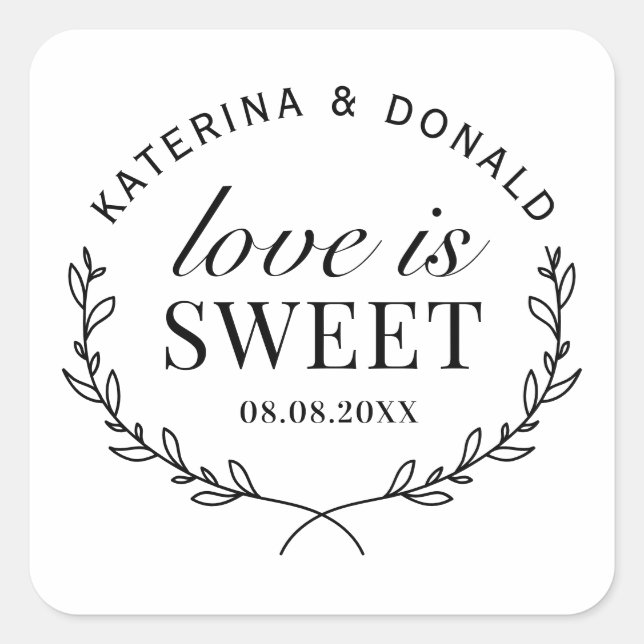 Love is Sweet Rustic Wedding Bridal Shower  Square Sticker (Front)