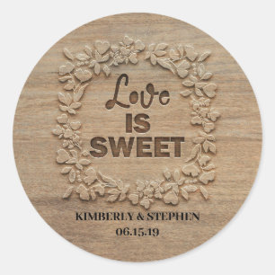Love is Sweet Rustic Wedding Classic Round Sticker