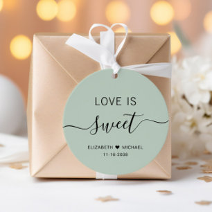 Love Is Sweet Sage Green Wedding Favour Tags