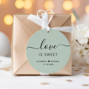 Love Is Sweet Sage Green Wedding Favour Tags
