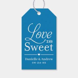 Love is Sweet Sapphire Blue Wedding Monogram Gift Tags