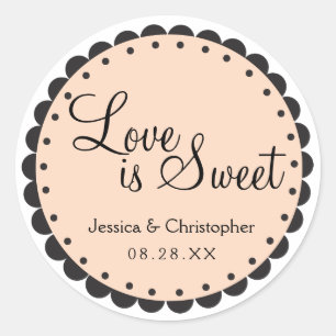 Love is Sweet - Scalloped Edge - Personlize Classic Round Sticker