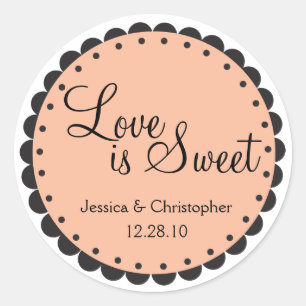 Love is Sweet - Scalloped Edge - Personlize Classic Round Sticker