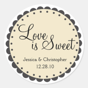 Love is Sweet - Scalloped Edge - Personlize Classic Round Sticker