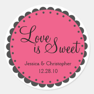 Love is Sweet - Scalloped Edge - Personlize Classic Round Sticker
