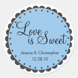 Love is Sweet - Scalloped Edge - Personlize Classic Round Sticker