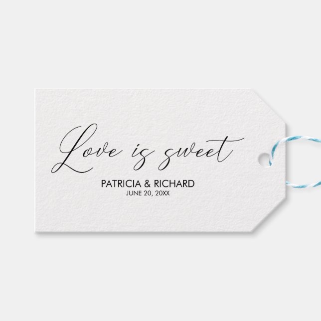 Love Is Sweet Script Lettering Wedding Favours Tag (Front (Horizontal))