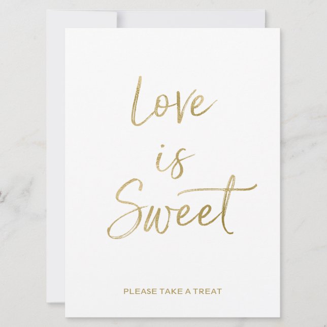 Love is Sweet Sign | Stylish Gold Hand Lettered (Front)