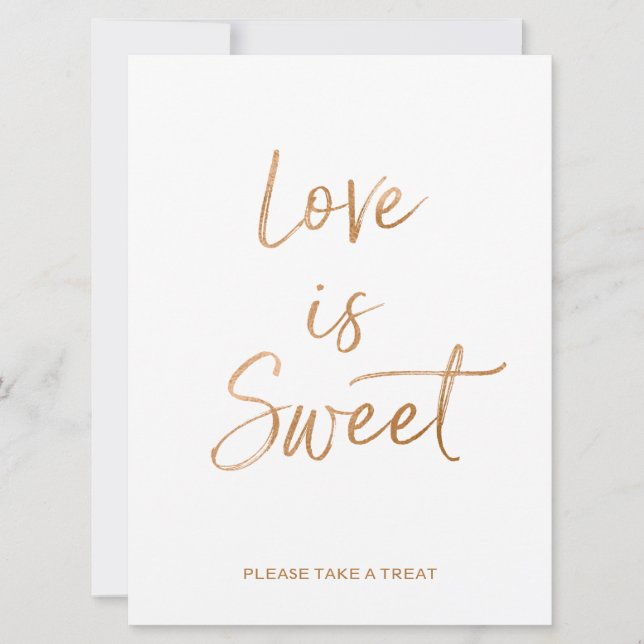 Love is Sweet Sign | Stylish Gold Rose Lettered Invitation (Front)