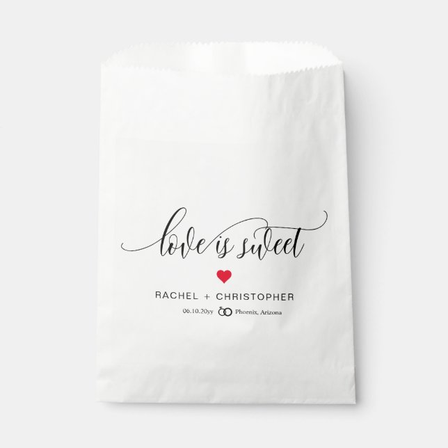 Love is Sweet Simple Elegant Script Wedding  Favour Bags (Front)