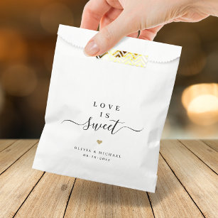 Love is sweet simple elegant script wedding favour bags