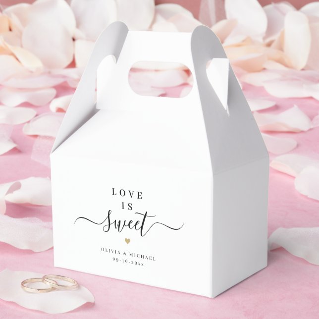Love is sweet simple elegant script wedding favour box (Wedding)